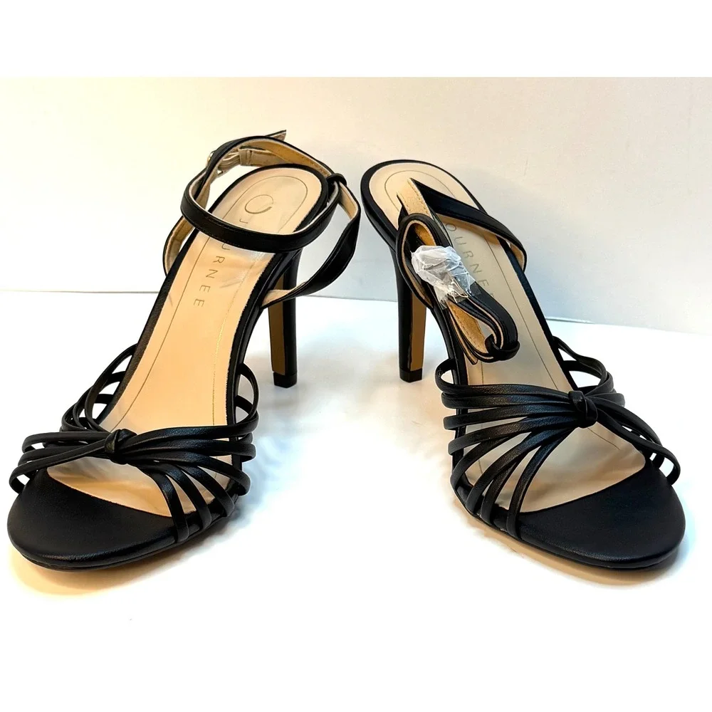 Journee Collection Women Vanita Stiletto Strappy Dress Sandals Black Size 8W NWT